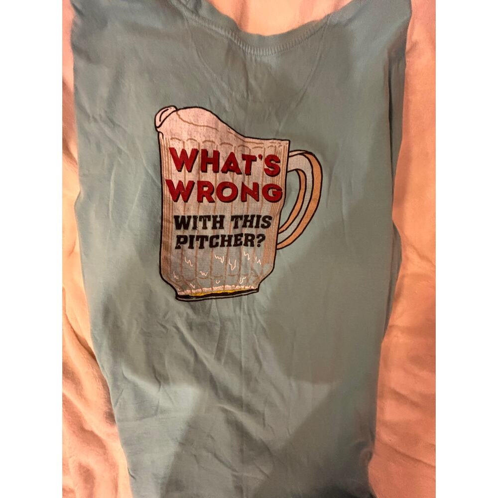 Joe Marlin XXL Light blue “what’s wrong with this pitcher?’ T shirt